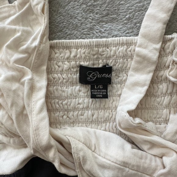 Guess Crossover Top Cream, Black and Aqua Color Block Dress EUC Sz L - Picture 4 of 8
